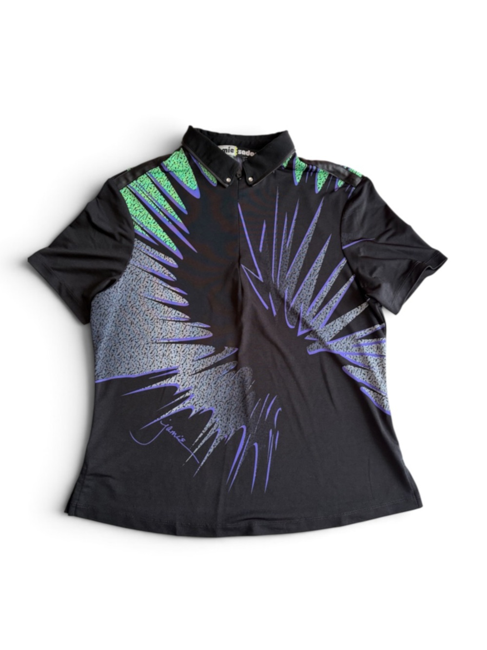 Jamie Sadock Golf Shirt Women's Medium Black Activewear Top Collar Sports